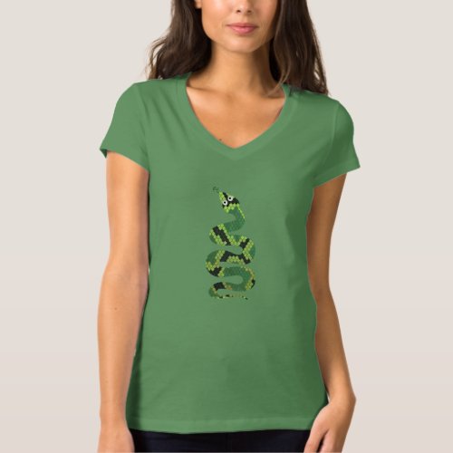 Snake Black and Green Print Silhouette T_Shirt