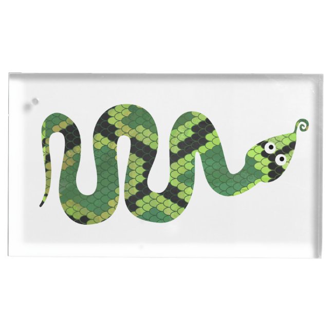 Snake Black and Green Print Silhouette Table Card Holder (Front)