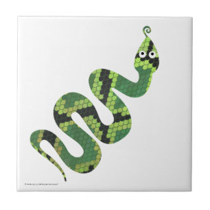 Snake Black and Green Print Silhouette Tile