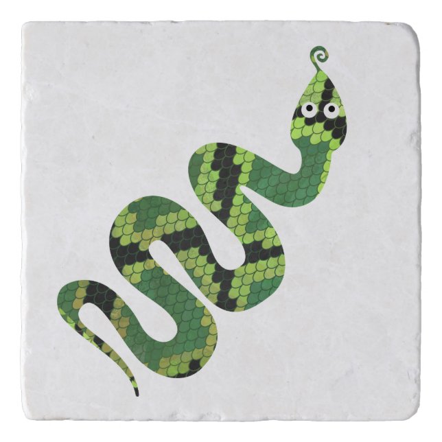 Snake Black and Green Print Silhouette Trivet (Front)