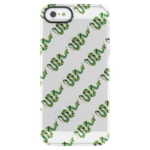 Snake Black and Green Print Silhouette Clear iPhone SE/5/5s Case