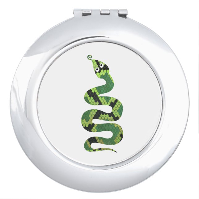 Snake Black and Green Print Silhouette Vanity Mirror (Front)