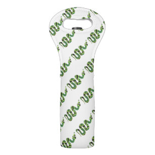 Snake Black and Green Print Silhouette Wine Bag