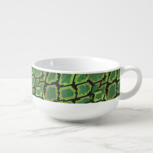 Snake Black and Green Print Soup Mug