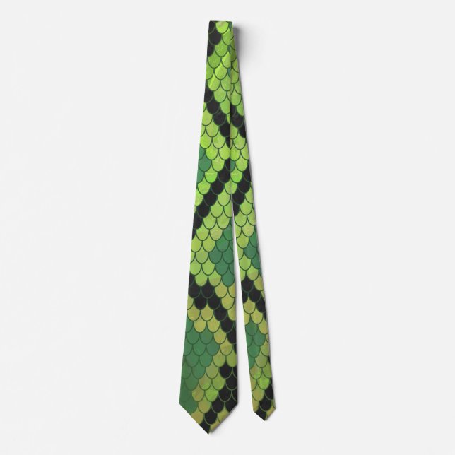 Snake Black and Green Print Tie (Front)