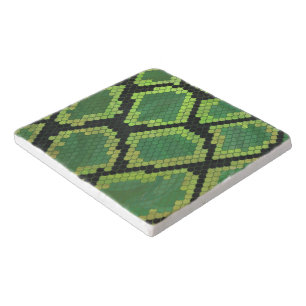 Snake Black and Green Print Trivet