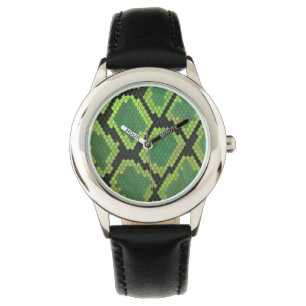 Snake Black and Green Print Watch