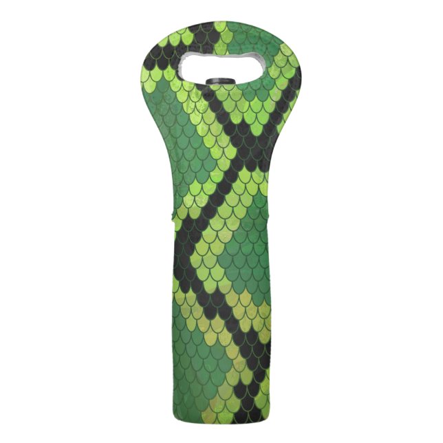 Snake Black and Green Print Wine Bag (Front)