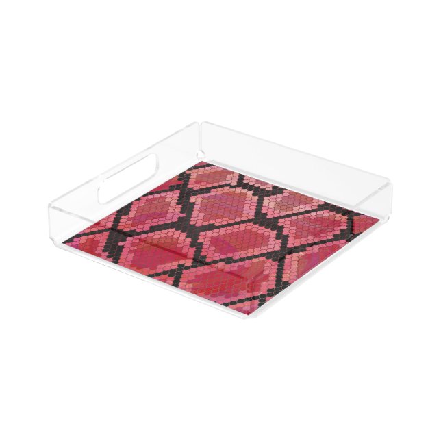 Snake Black and Red Print Acrylic Tray (Angled)