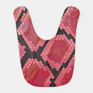 Snake Black and Red Print Baby Bib