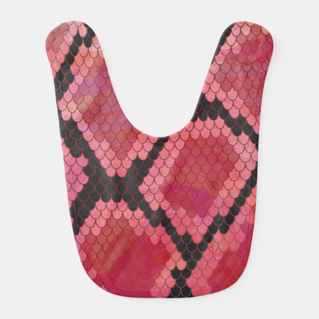 Snake Black and Red Print Baby Bib (Front)