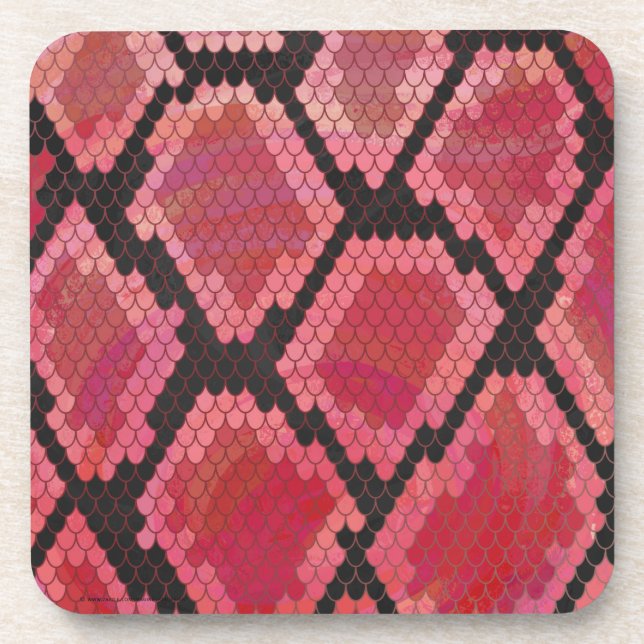 Snake Black and Red Print Beverage Coaster (Front)