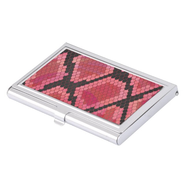 Snake Black and Red Print Business Card Holder (Front)