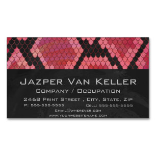 Snake Black and Red Print Business Card Magnet