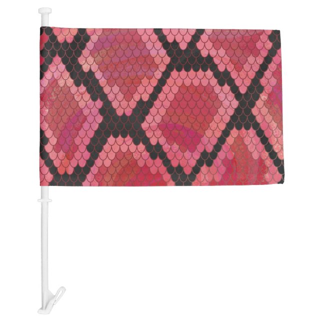 Snake Black and Red Print Car Flag (Front)