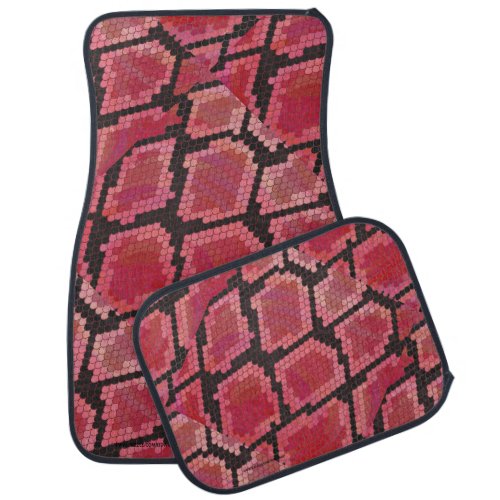 Snake Black and Red Print Car Mat