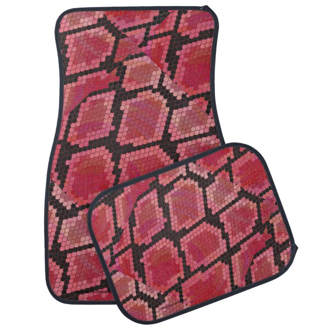 Snake Black and Red Print Car Mat (Set)