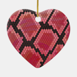 Snake Black and Red Print Ceramic Ornament