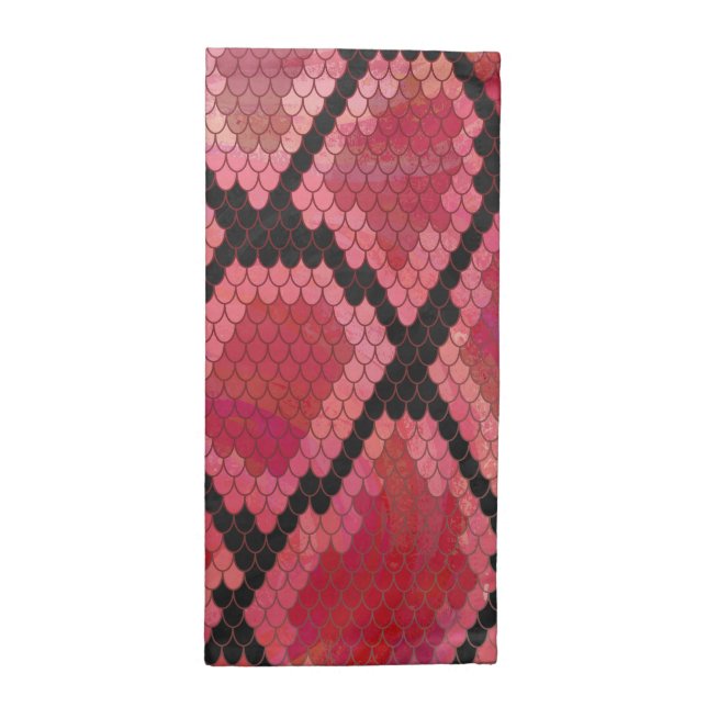 Snake Black and Red Print Cloth Napkin (Half Fold)