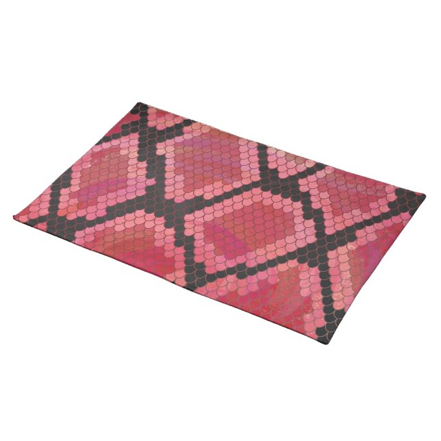 Snake Black and Red Print Cloth Placemat (On Table)