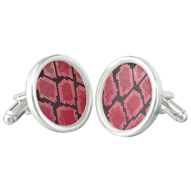 Snake Black and Red Print Cufflinks (Angled)