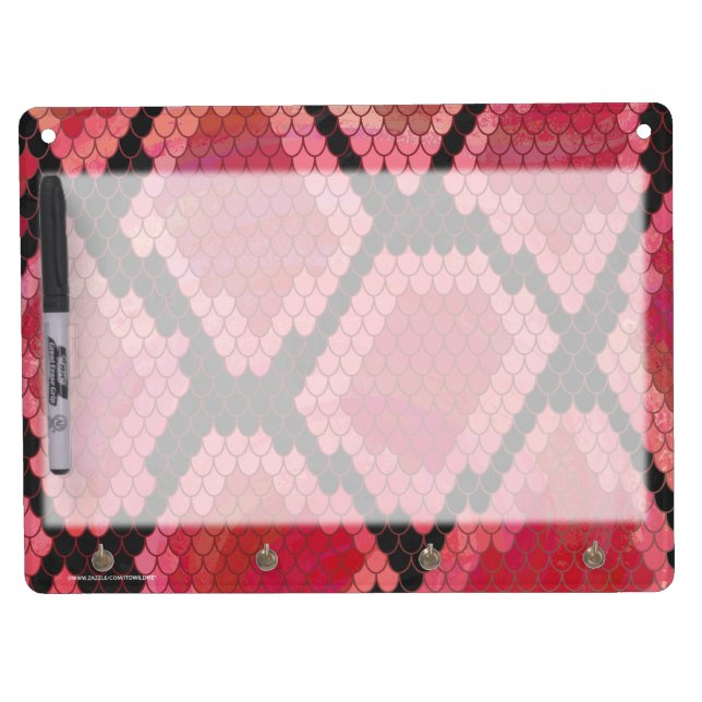 Snake Black and Red Print Dry Erase Board With Keychain Holder (Front)
