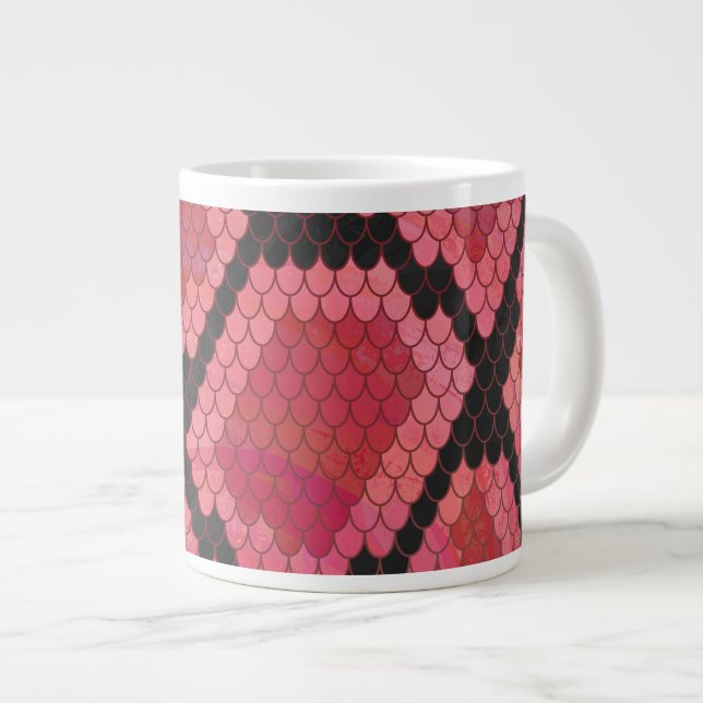 Snake Black and Red Print Giant Coffee Mug (Front Right)