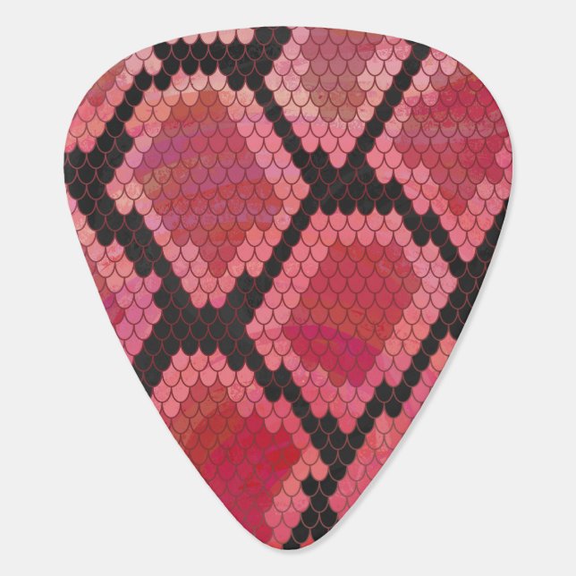Snake Black and Red Print Guitar Pick (Back)