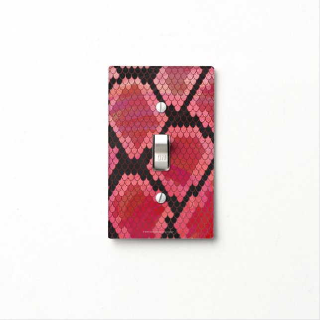 Snake Black and Red Print Light Switch Cover (In Situ)