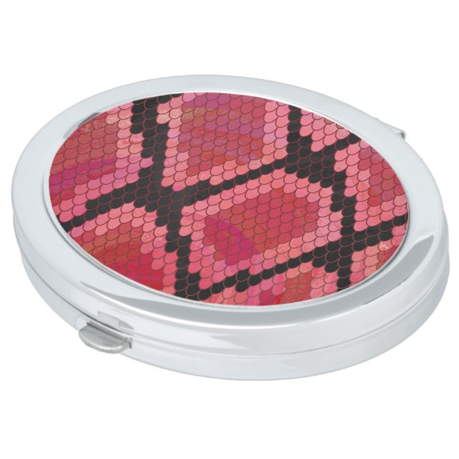 Snake Black and Red Print Makeup Mirror (Turned)