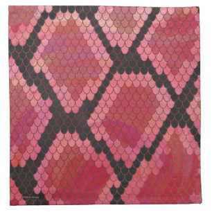 Snake Black and Red Print Napkin