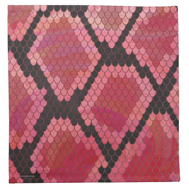 Snake Black and Red Print Napkin (Front)