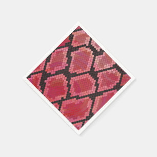 Snake Black and Red Print Paper Napkins