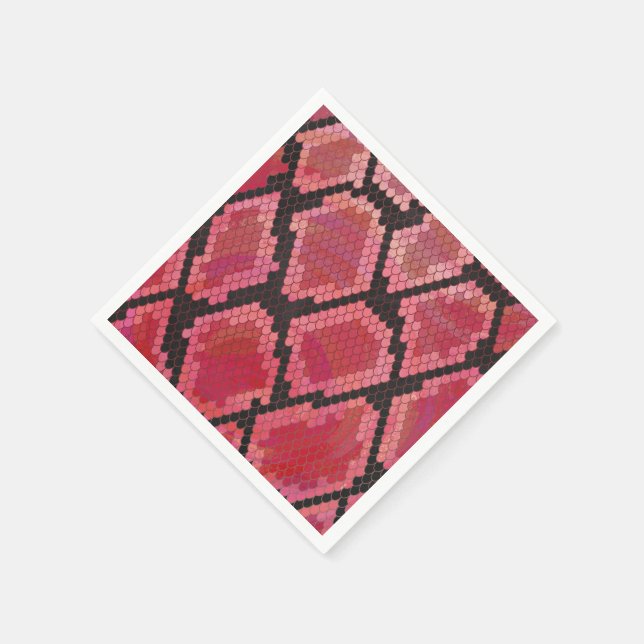 Snake Black and Red Print Paper Napkins (Corner)