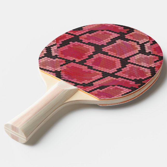 Snake Black and Red Print Ping Pong Paddle (Front Angle)