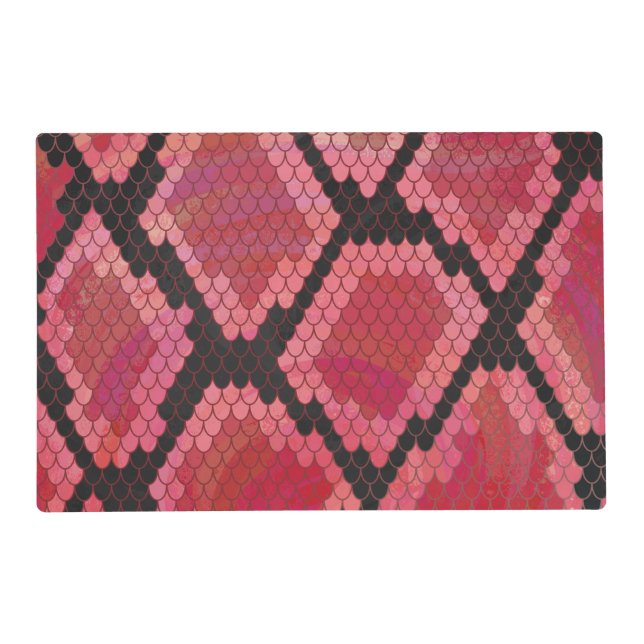 Snake Black and Red Print Placemat (Front)