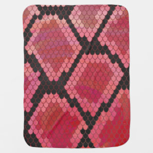 Snake Black and Red Print Stroller Blanket