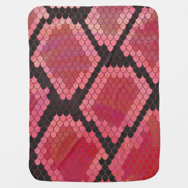 Snake Black and Red Print Stroller Blanket (Front)