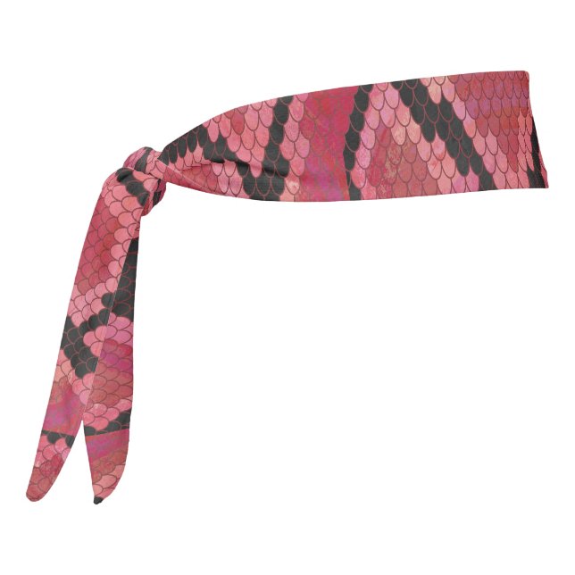 Snake Black and Red Print Tie Headband (Rotate 270)