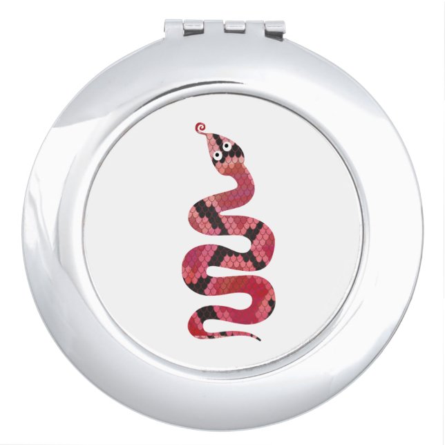 Snake Black and Red Silhouette Compact Mirror (Front)