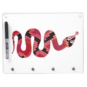 Snake Black and Red Silhouette Dry Erase Board With Keychain Holder