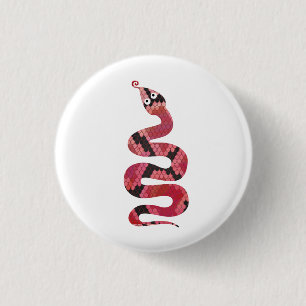 Snake Black and Red Silhouette Pinback Button