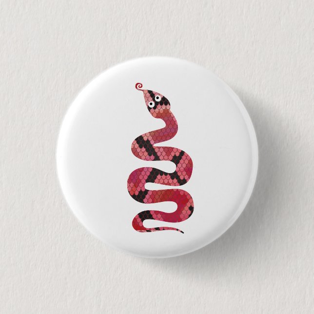 Snake Black and Red Silhouette Pinback Button (Front)