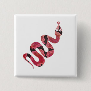 Snake Black and Red Silhouette Pinback Button