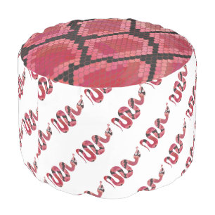 Snake Black and Red Silhouette Pouf
