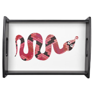 Snake Black and Red Silhouette Serving Tray