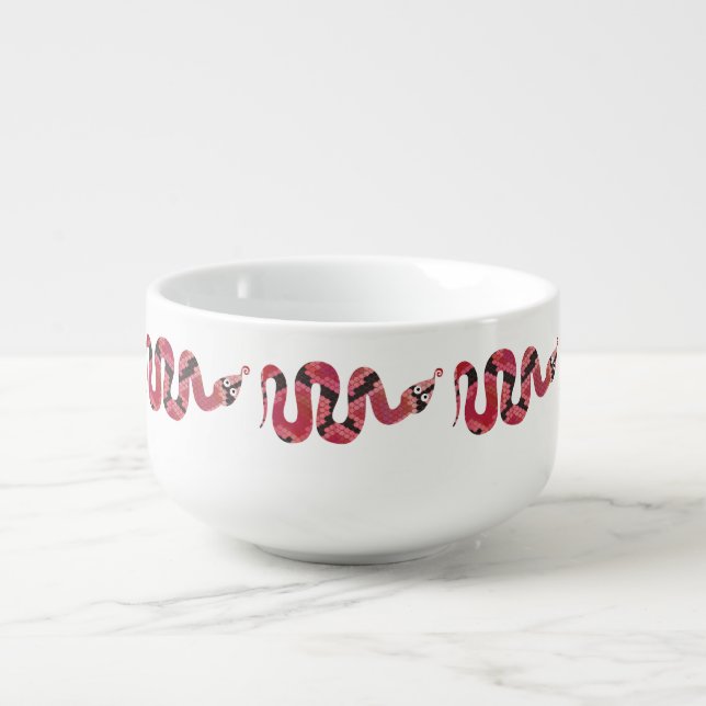 Snake Black and Red Silhouette Soup Mug (Front)