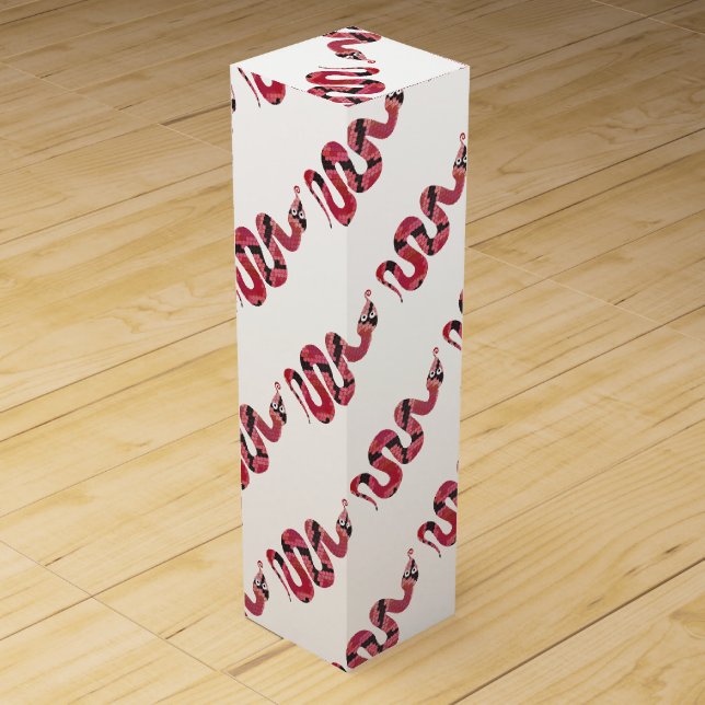 Snake Black and Red Silhouette Wine Gift Box (Front)