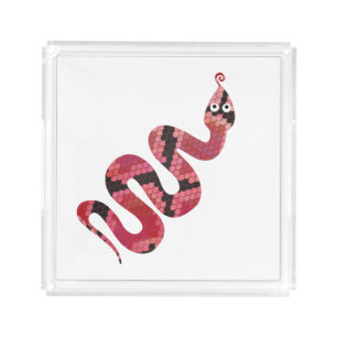 Snake Black and Red Silhouettes Acrylic Tray