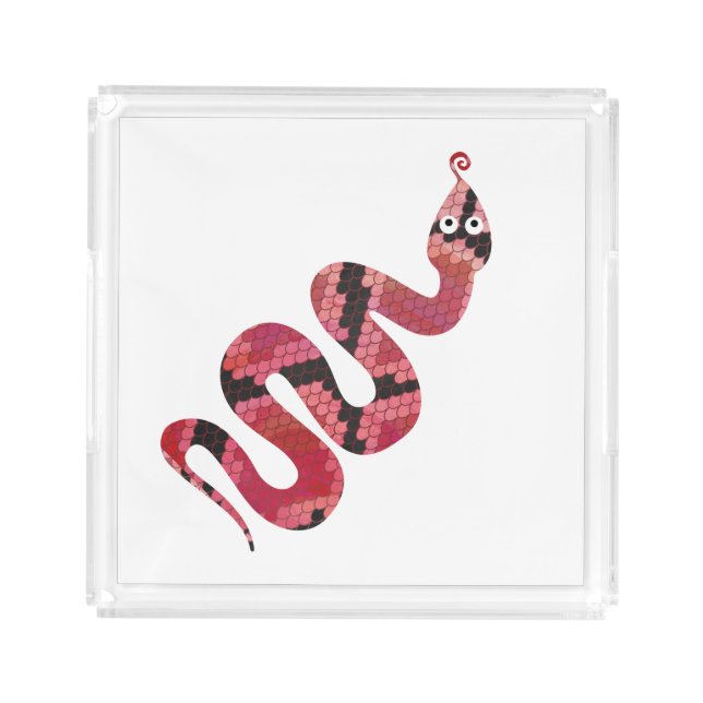 Snake Black and Red Silhouettes Acrylic Tray (Front)